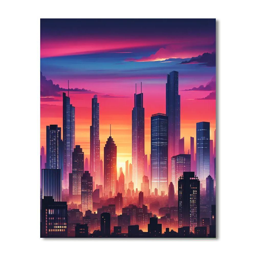 Chic Cityscape Sunset Painting Number Kit