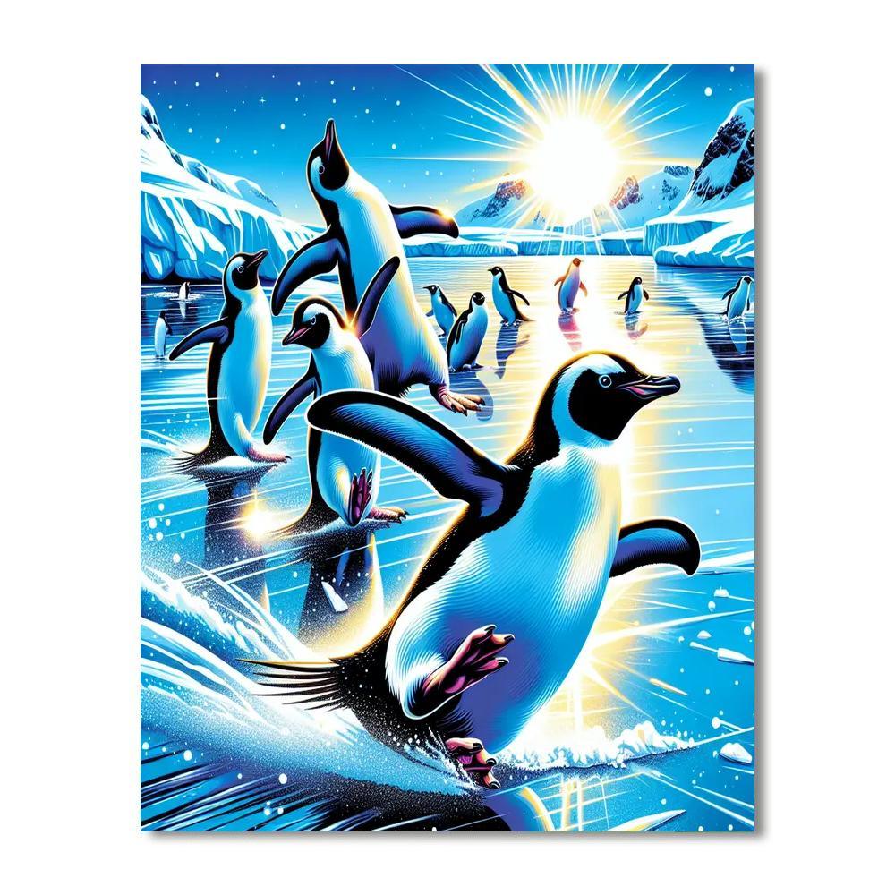 Playful Penguins At Play DIY Paint By Numbers