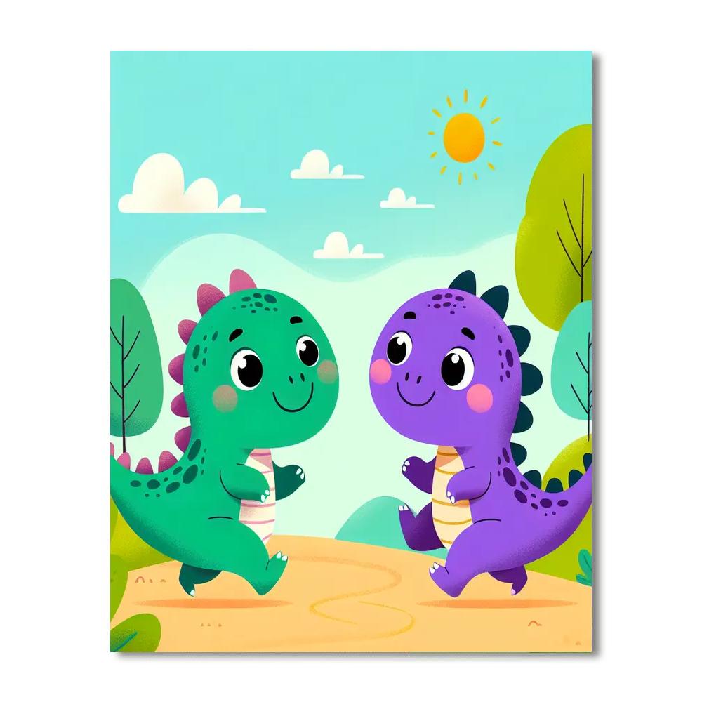 Playful Dinosaur Duo Numbered Painting Kits