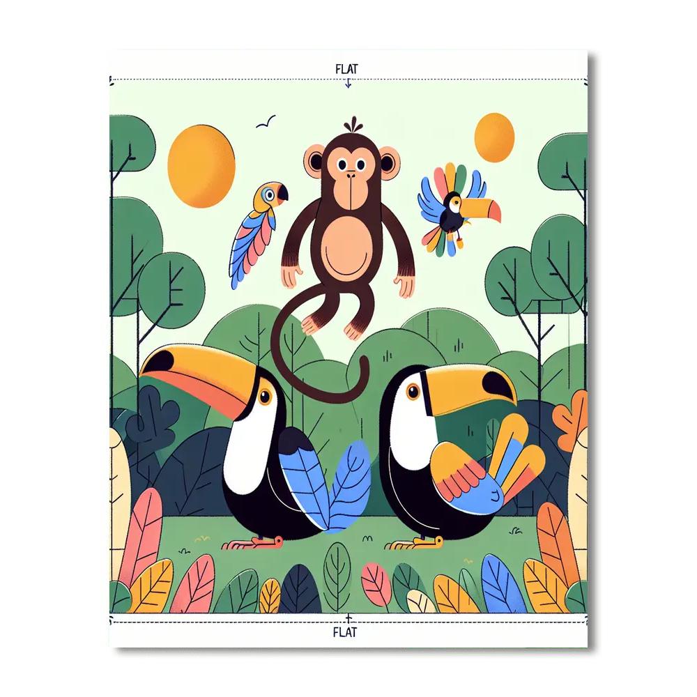 Quirky Jungle Animals Painting By Numbers Kit