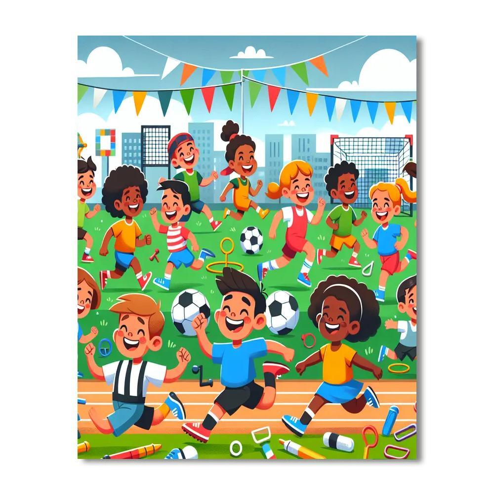 Energetic Sports Day Number Painting