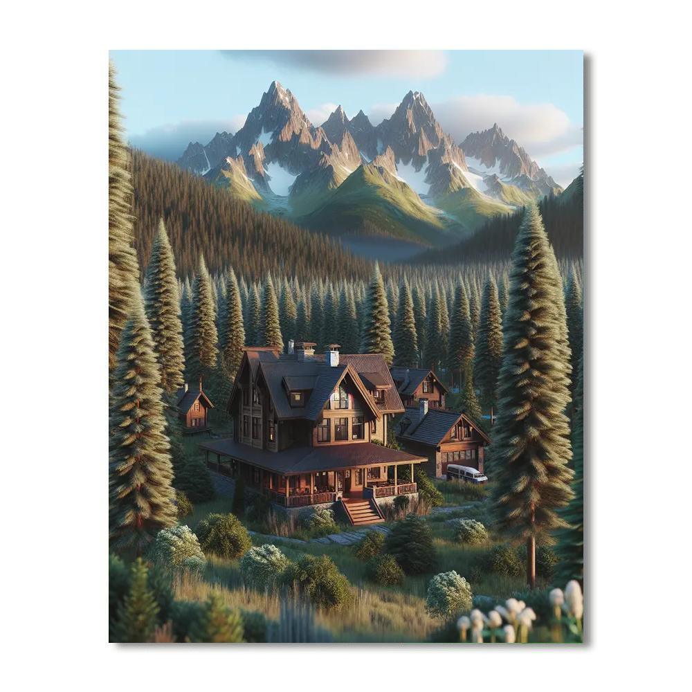 Charming Mountain Lodge DIY Paint By Numbers