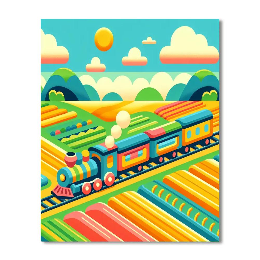 Terrific Trains On Track Number Painting