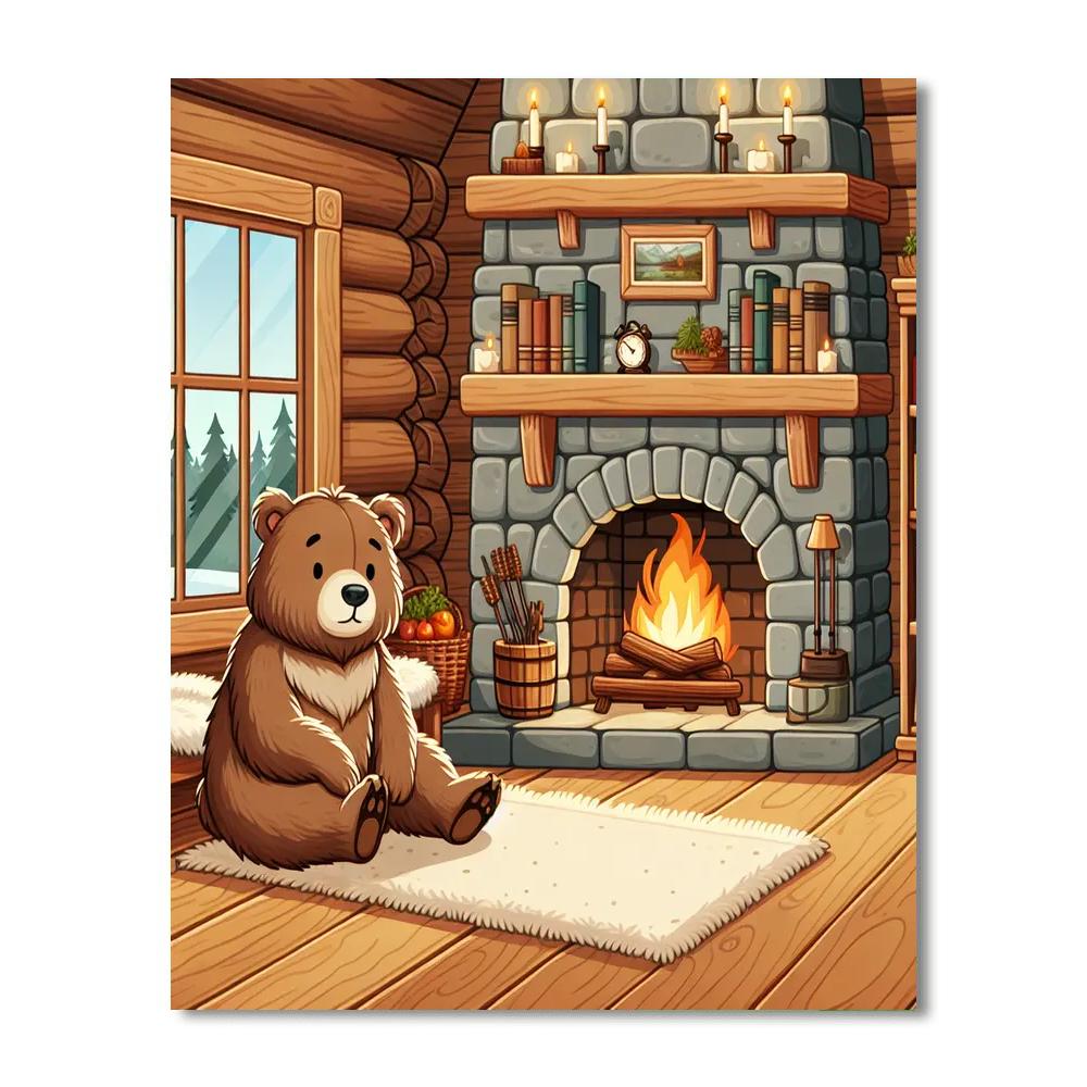 Bear's Cozy Winter Retreat Number Painting