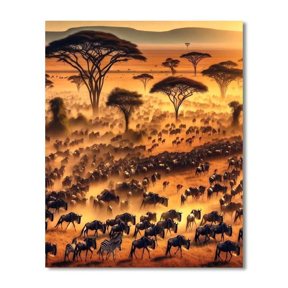 Wildebeest Migration - Kenya And Tanzania Paint By Numbers
