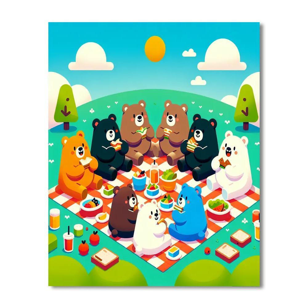 Cuddly Bear's Picnic Paint By Numbers