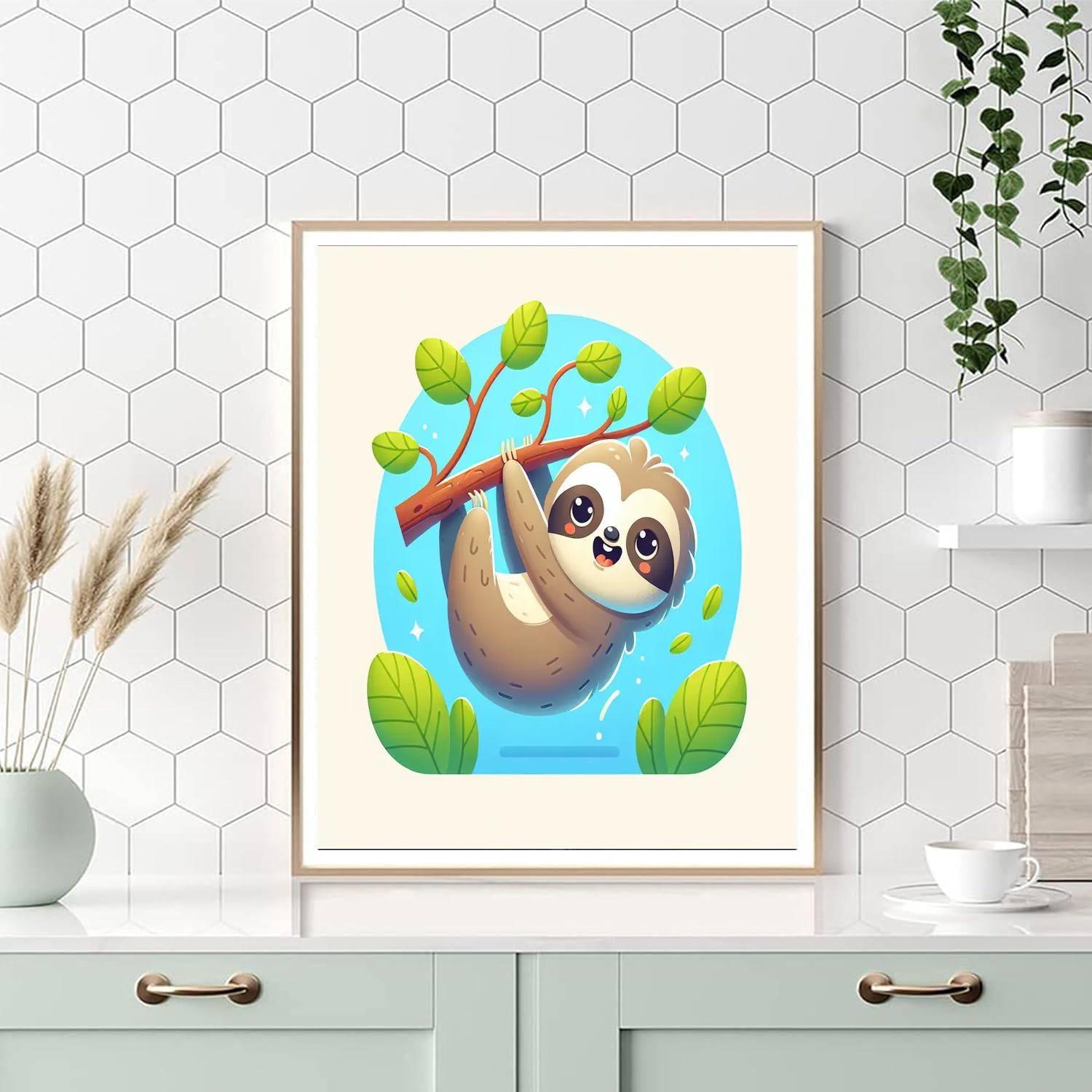 Adorable Baby Sloth Painting By Numbers Kit