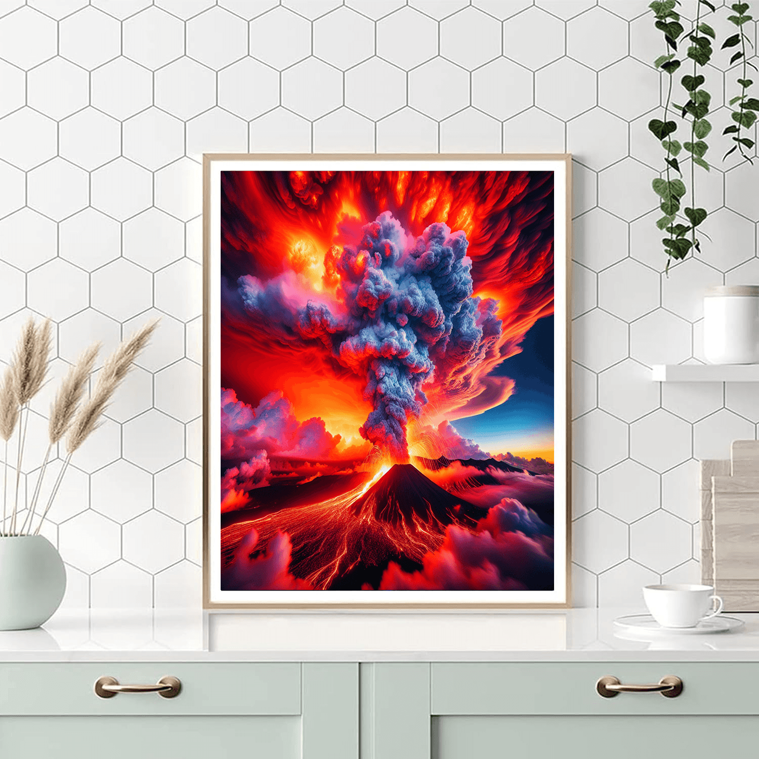Fiery Volcano Landscape Paint By Numbers
