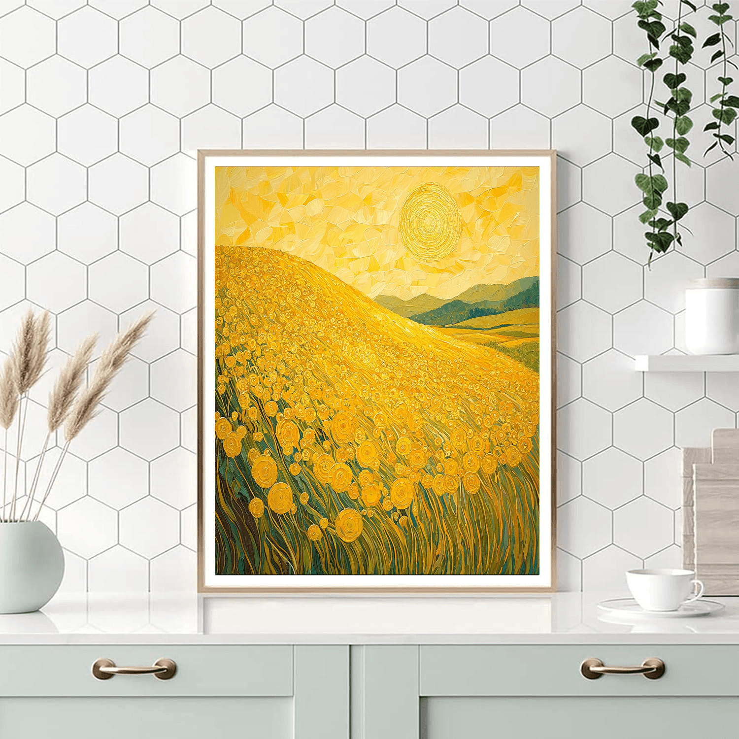 Klimt Inspired Sunny Fields Of Gold  Number Painting