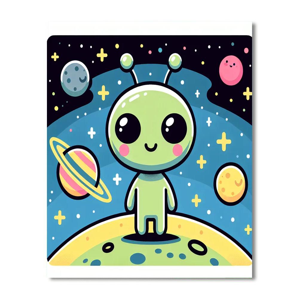 Adorable Alien Paint By Numbers Art
