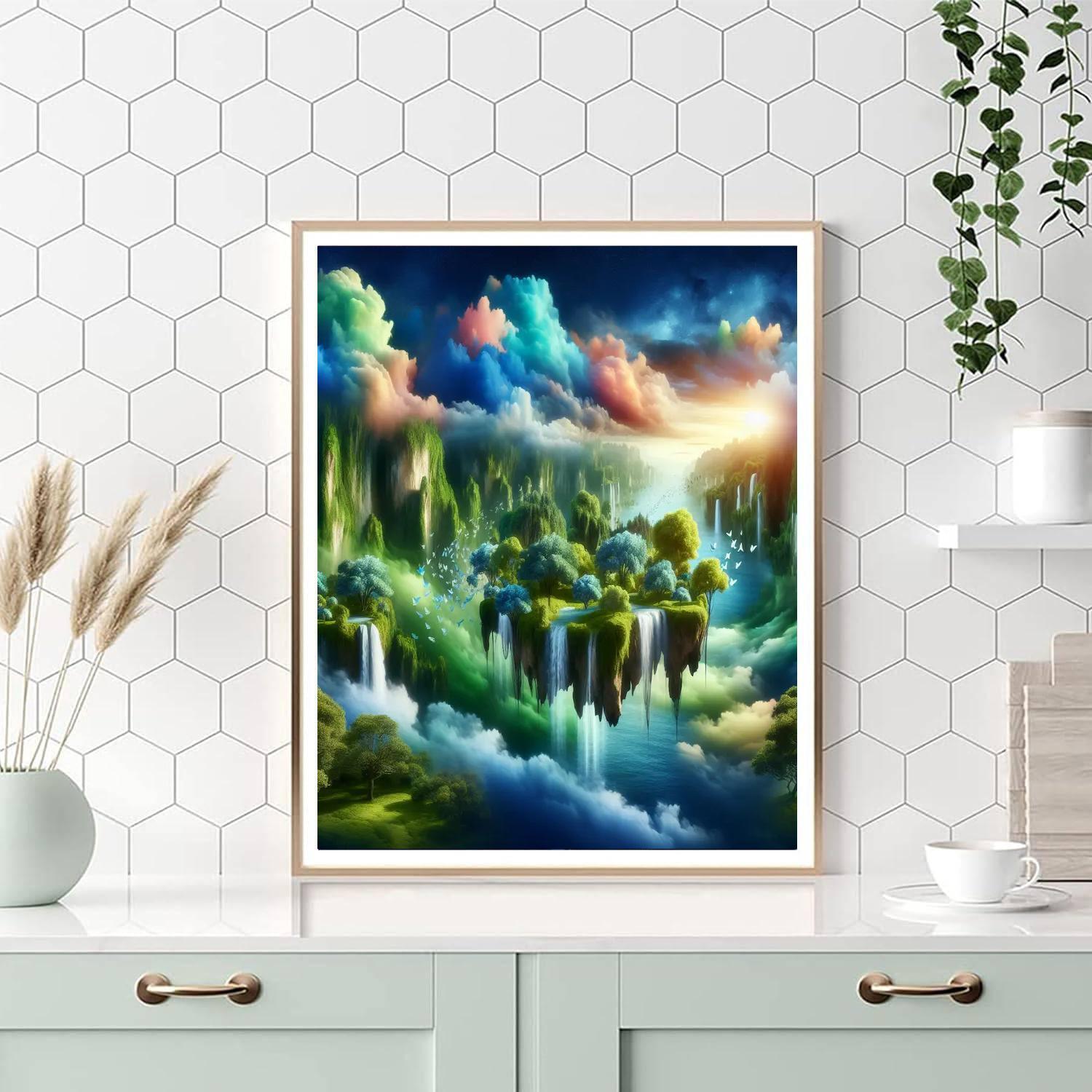 Dreamy Floating Islands Number Painting