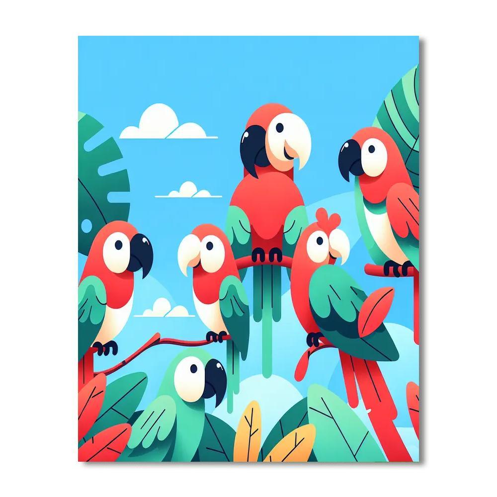 Happy Parrot's Jungle Paint By Number
