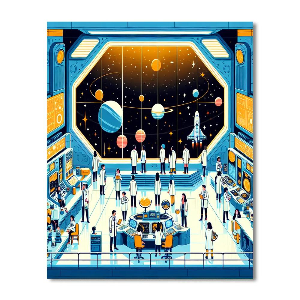 Outer Space Science Station Painting Number Kit