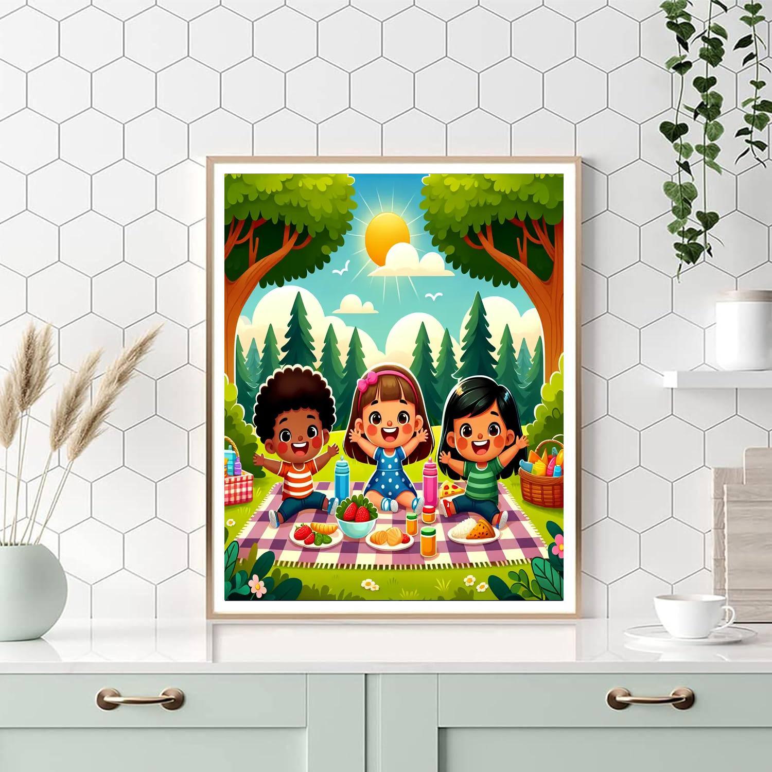 Cheerful Forest Picnic Paint By Numbers Art