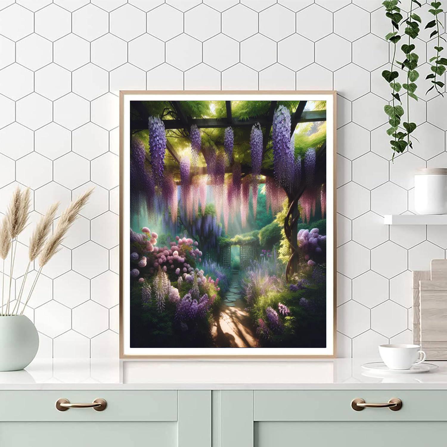Blooming Wisteria Pergola Painting By Numbers Kit