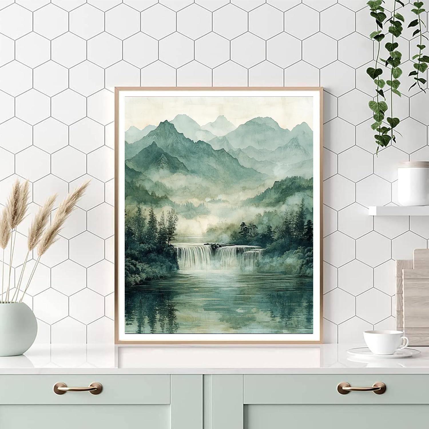 Zhao Mengfu Inspired Tranquil River Serenity  Paint By Color