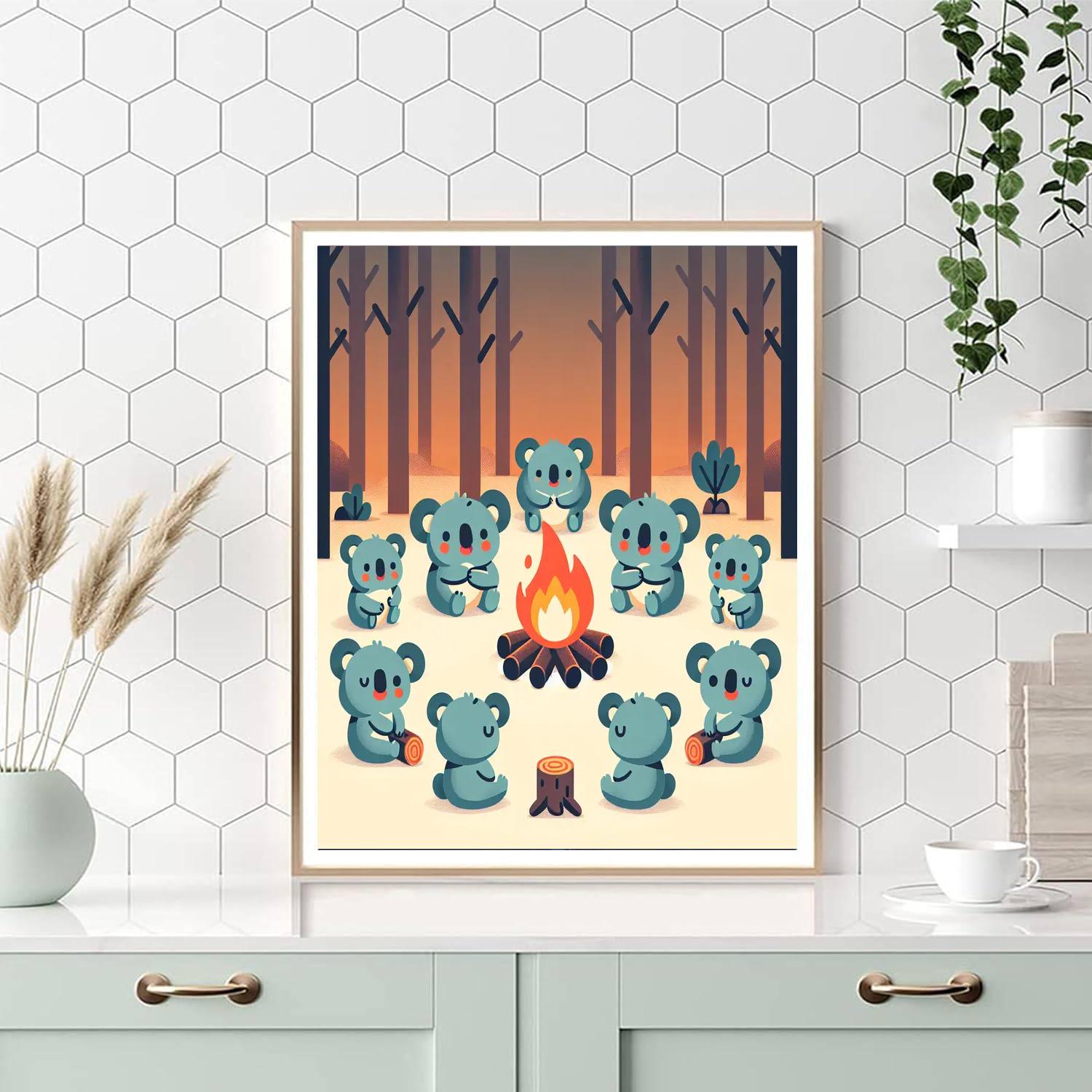 Koala's Cozy Campfire Paint By Numbers