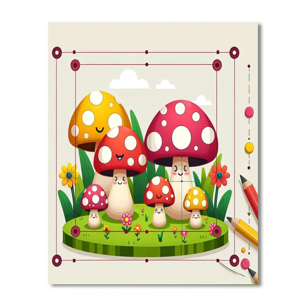 Whimsical Mushroom Painting By Numbers Kit