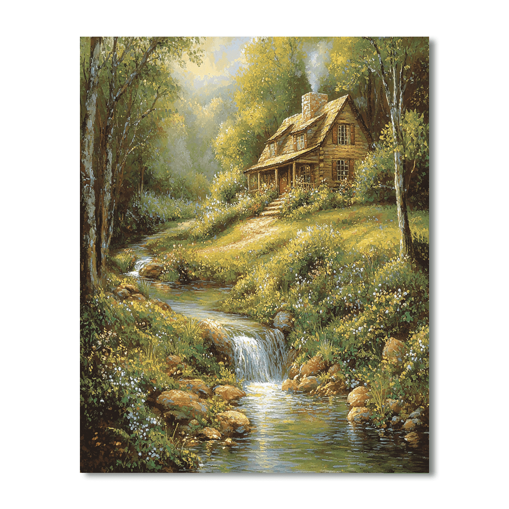 Thomas Kinkade Inspired Lush Retreat  Painting By Numbers Kit
