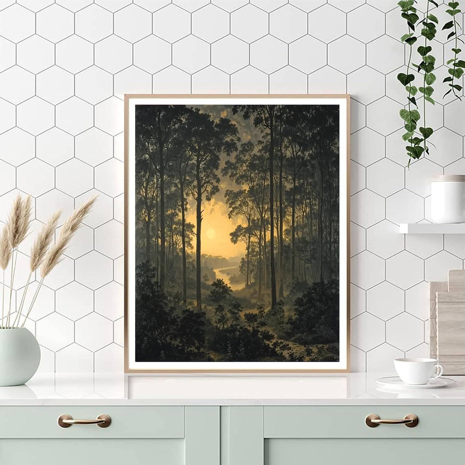 Caspar David Friedrich Inspired Forest Silhouette  Paint By Number