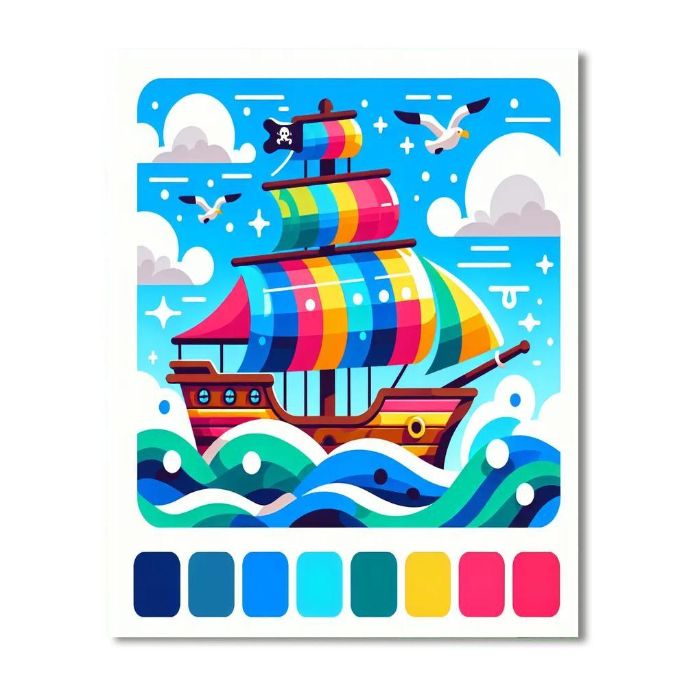 Charming Pirate Ship Adventure Paint By Numbers Art