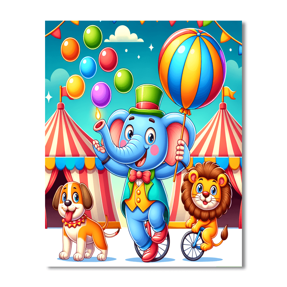 Cheerful Circus Animals Painting By Numbers Kit