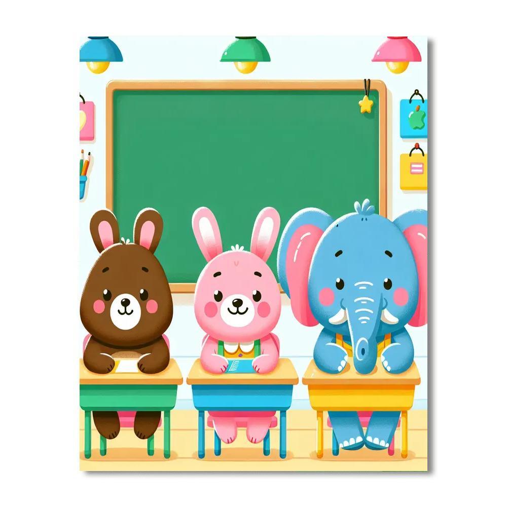 Playful Animal School DIY Paint By Numbers