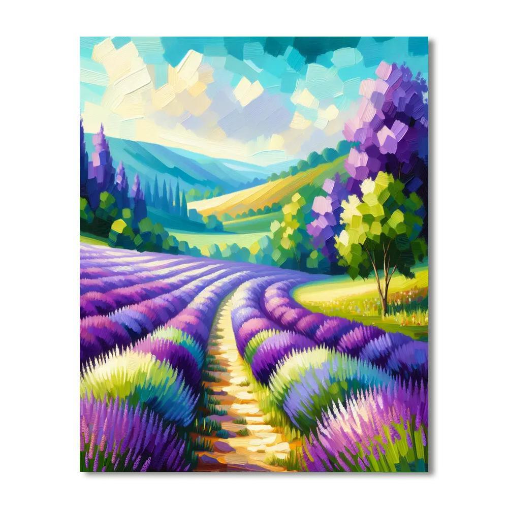 Sunny Lavender Lane Paint By Numbers Art