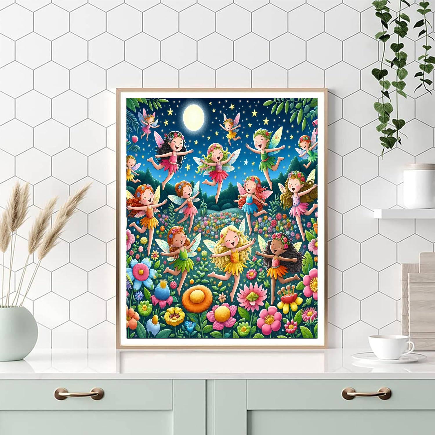 Festive Fairies In Flight Number Painting