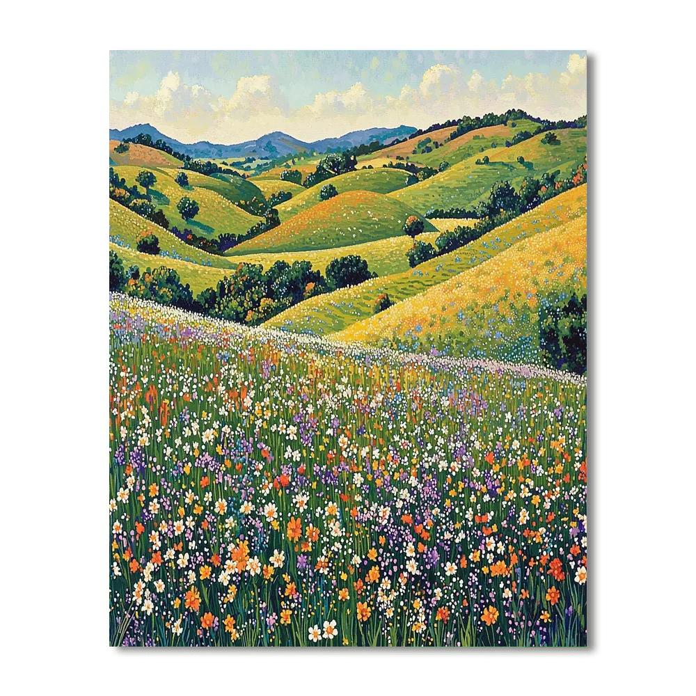 Georges Seurat Inspired Serene Abstract Fields  Number Painting