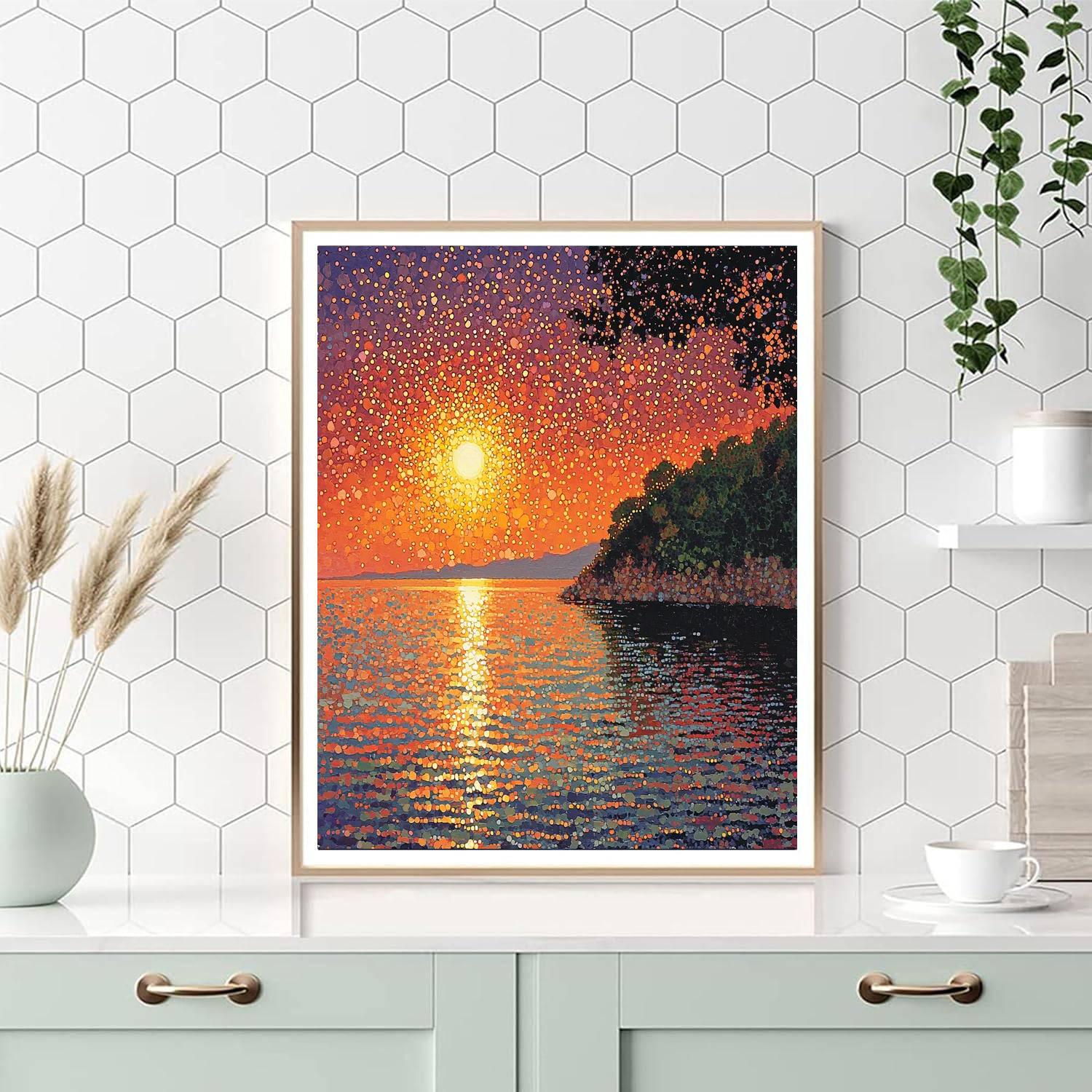 Georges Seurat Inspired Radiant Sunset Mirage  Painting Number Kit