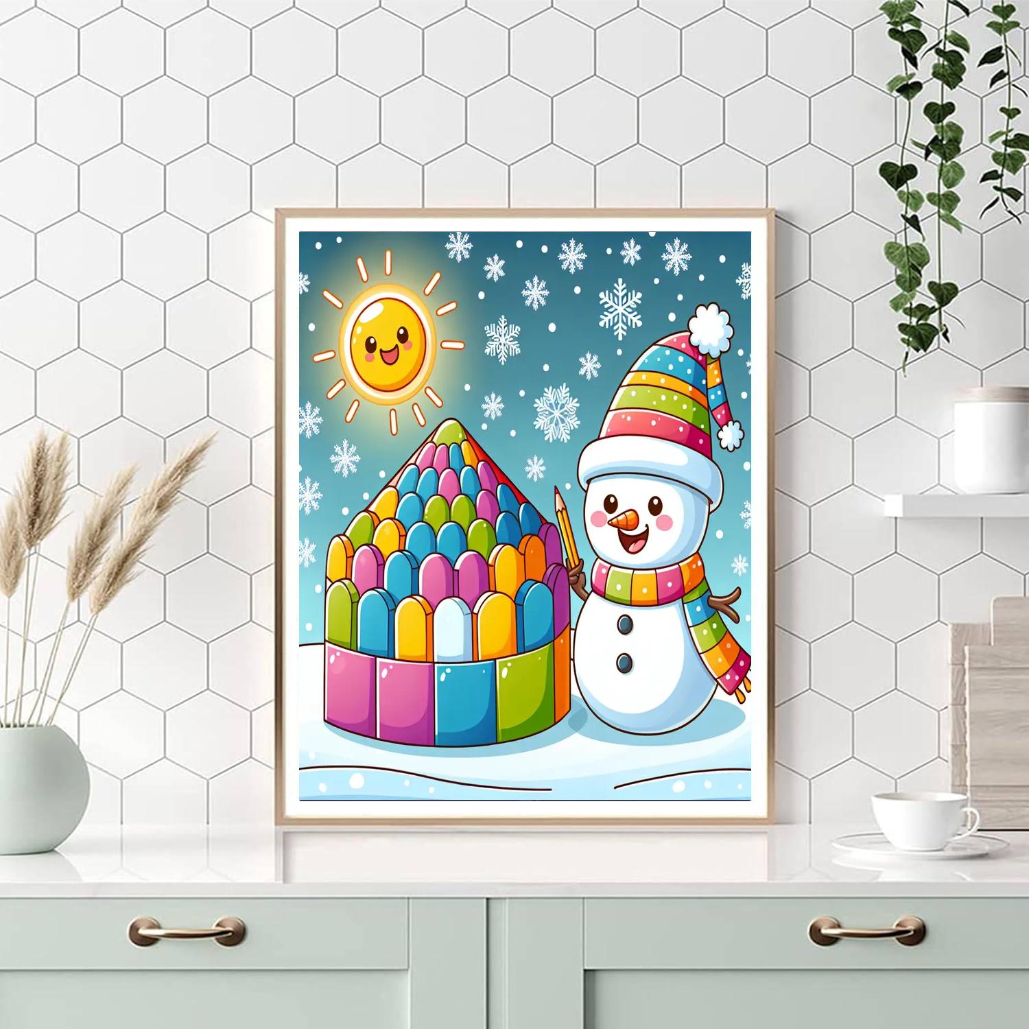 Happy Snowman Fun Paint By Numbers Art
