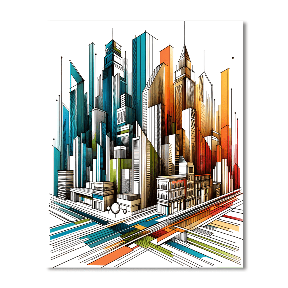 Abstract Urban Skyline - DIY Painting By Numbers Kit