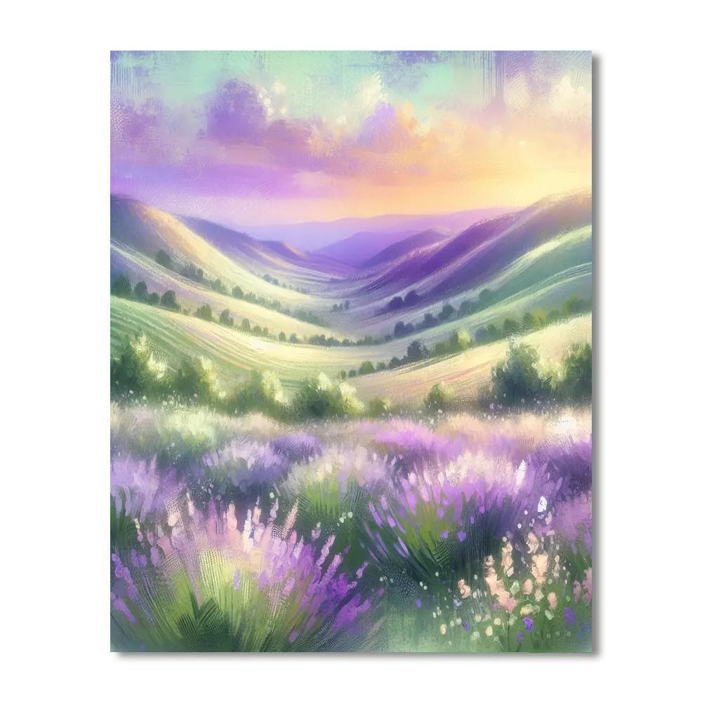 Dreamy Lavender Hillside Number Painting