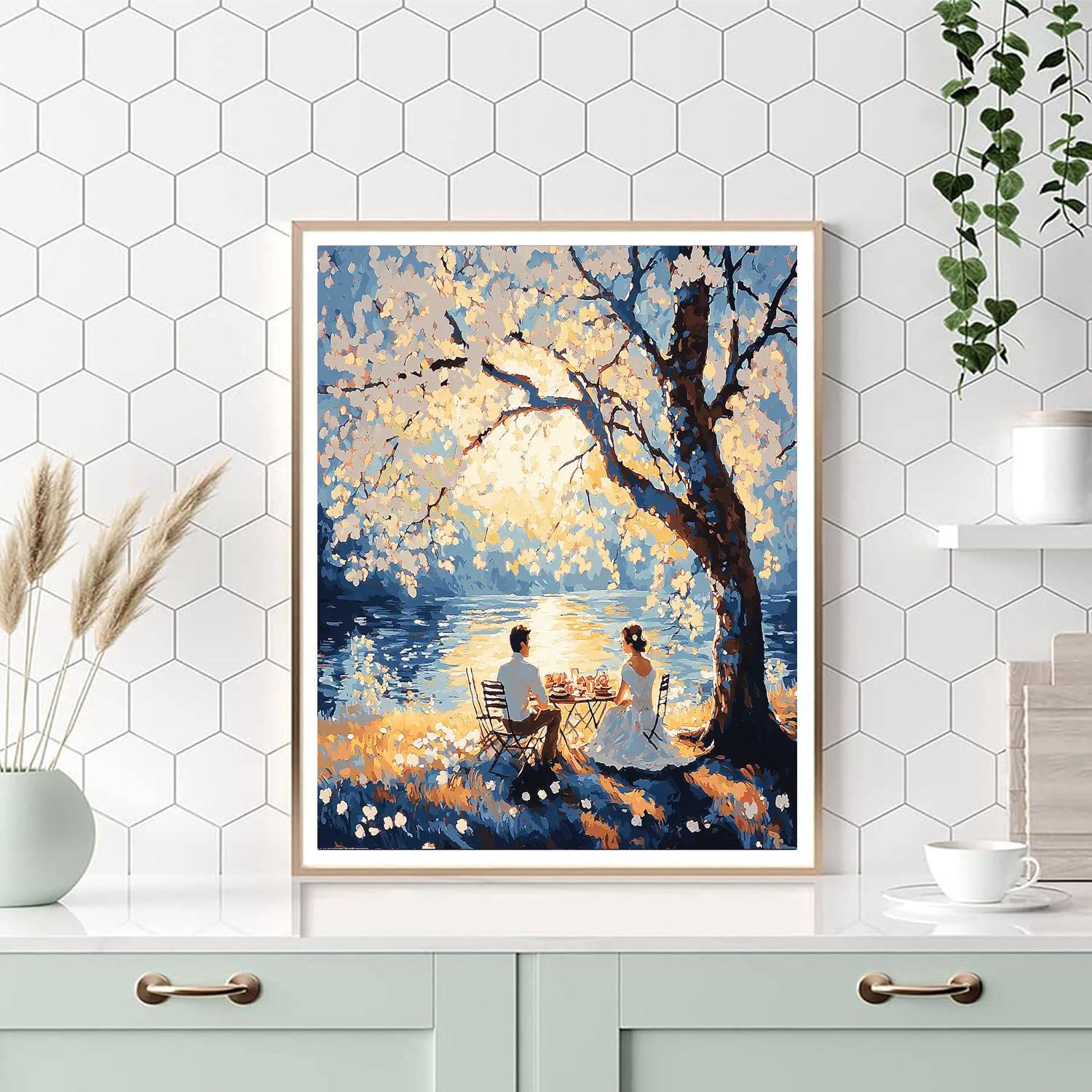 Claude Monet Inspired Under The Cherry Tree  Number Painting