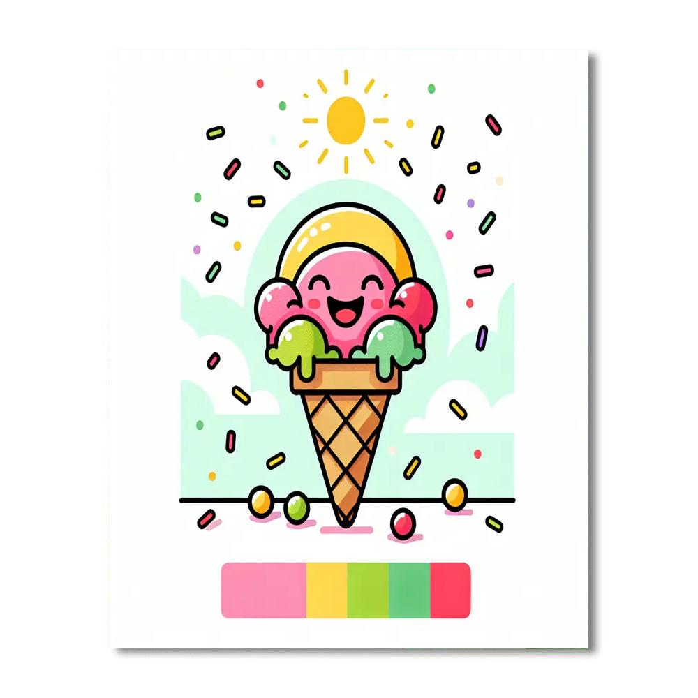 Happy Ice Cream Cone Painting By Numbers Kit