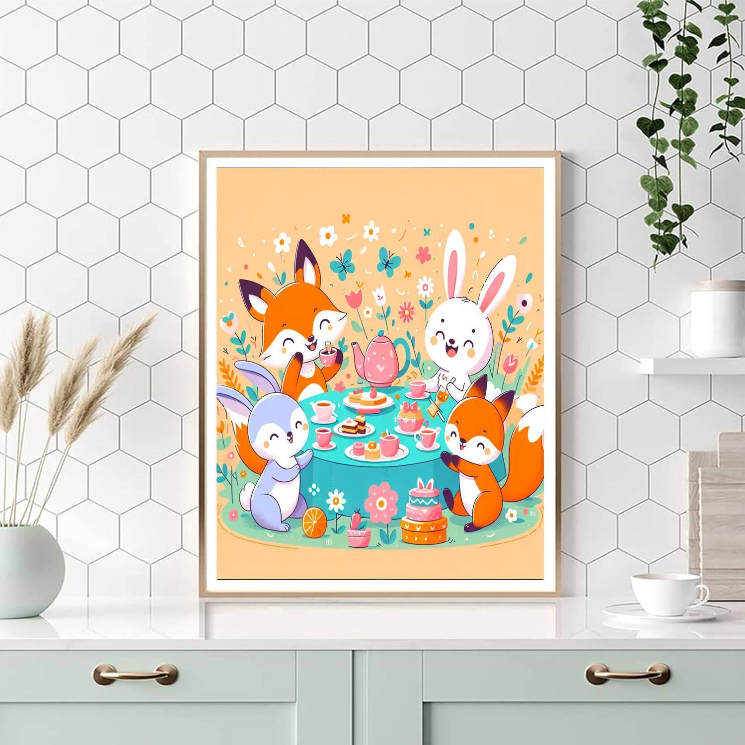Cute Animal Tea Party Paint By Numbers Kits