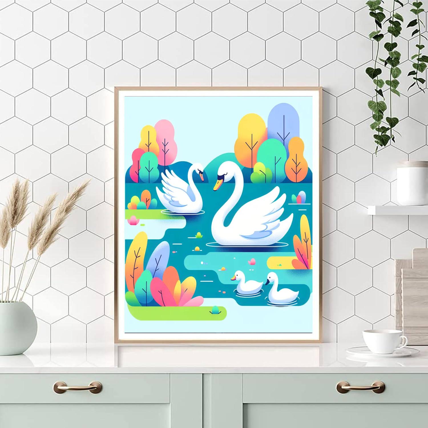 Swan's Silvery Stream Paint By Numbers