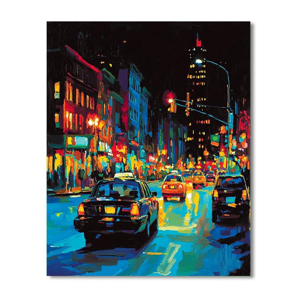 Hopper Inspired Dynamic Urban Lights  Paint By Numbers