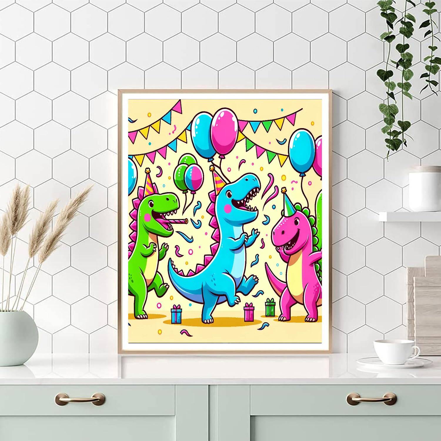 Joyful Dinosaur Party Painting By Numbers Kit