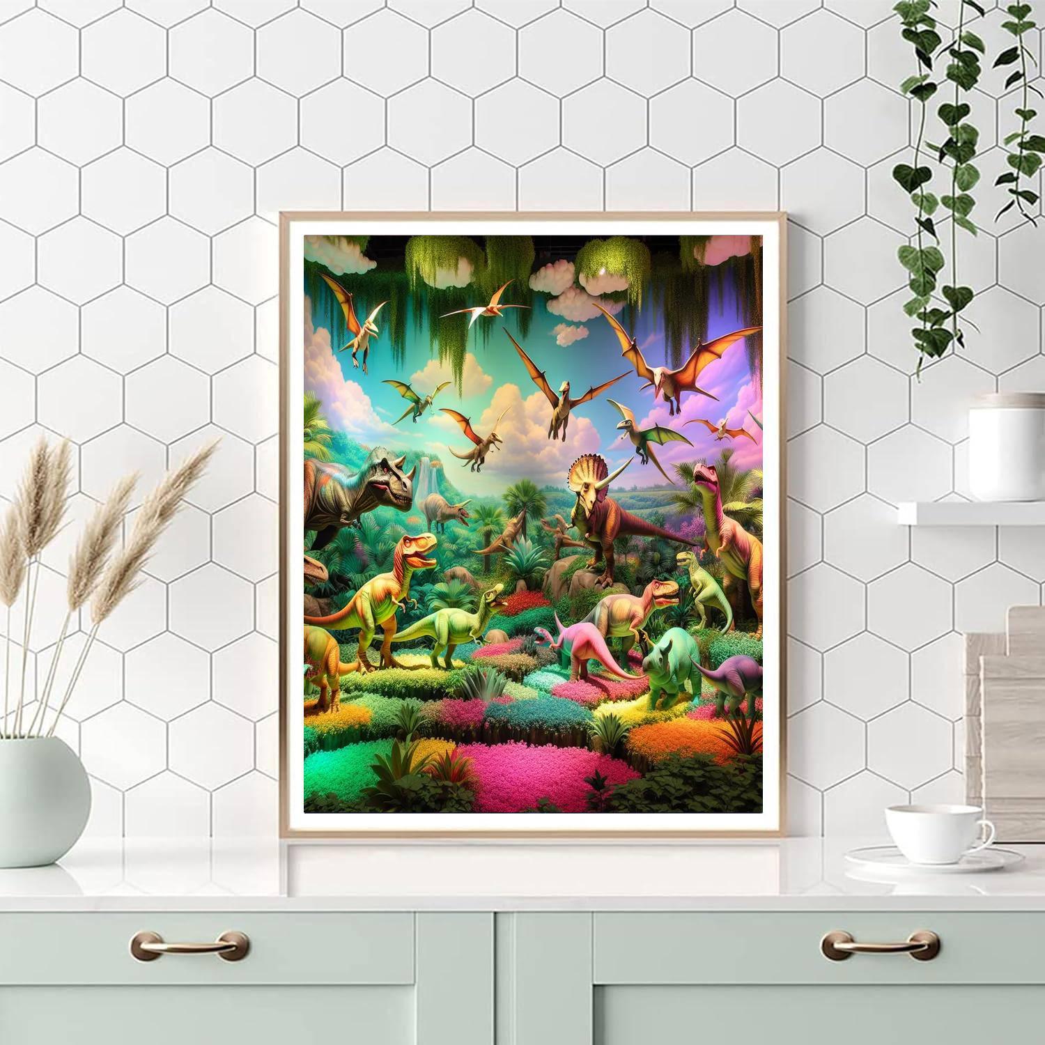 Colorful Playful Dinosaurs Numbered Painting Kits