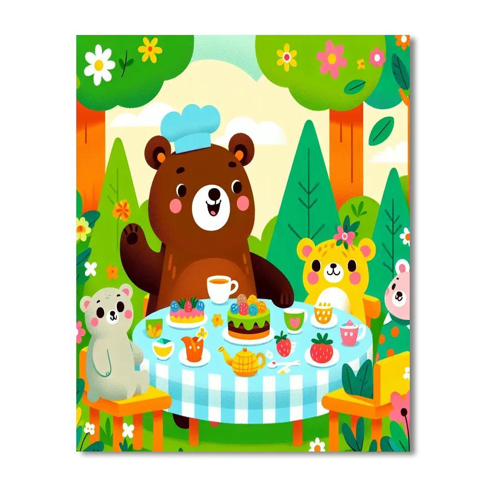 Cuddly Bear Tea Party Numbered Painting Kits