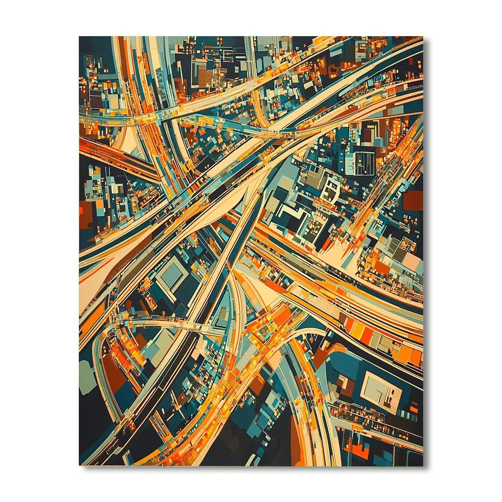 Santiago Calatrava Inspired Aerial Metropolis  Number Painting