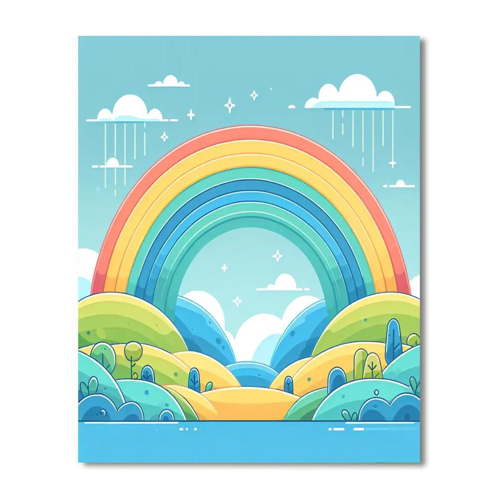Rainbow Over The Hills Paint By Numbers Art