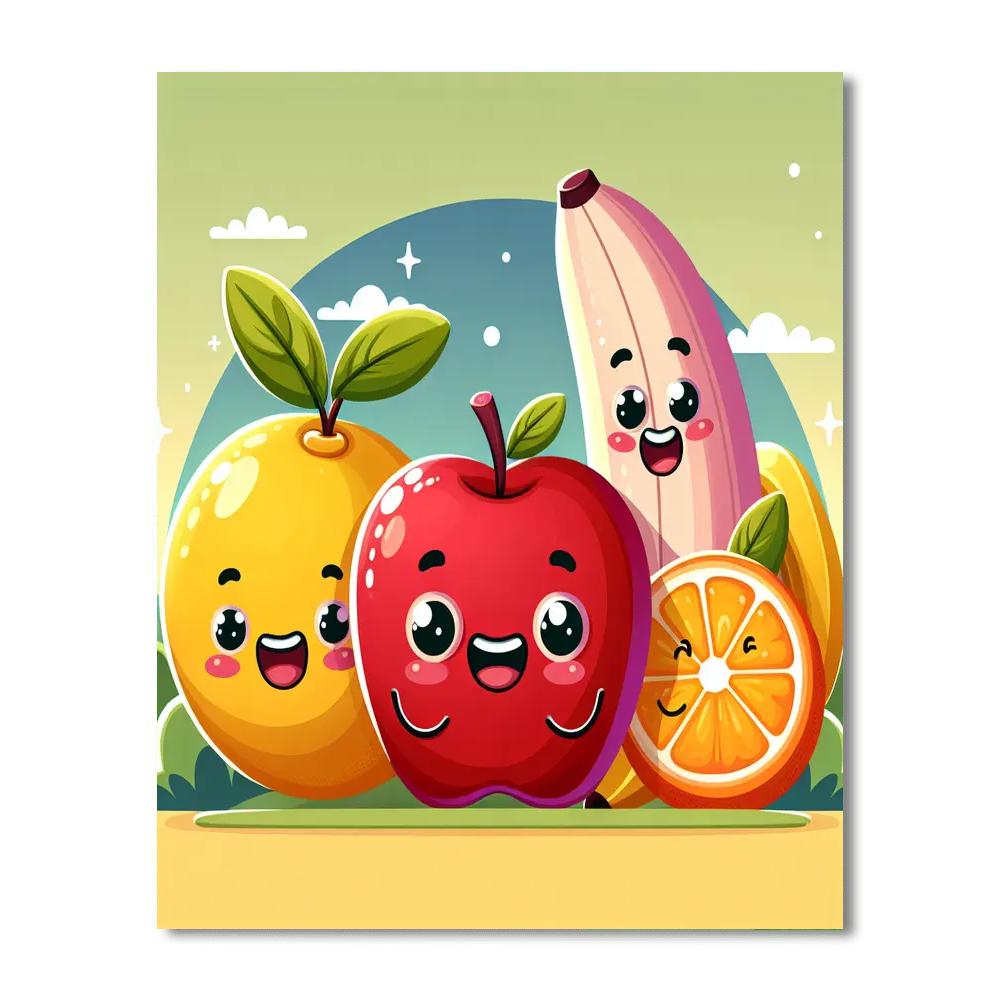 Whimsical Fruit Adventure Paint By Numbers Art