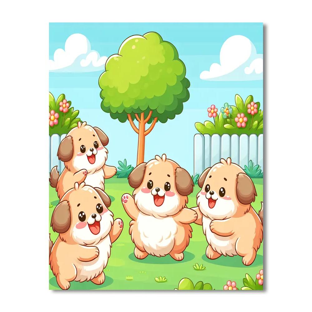 Charming Puppy Playtime Painting By Numbers Kit