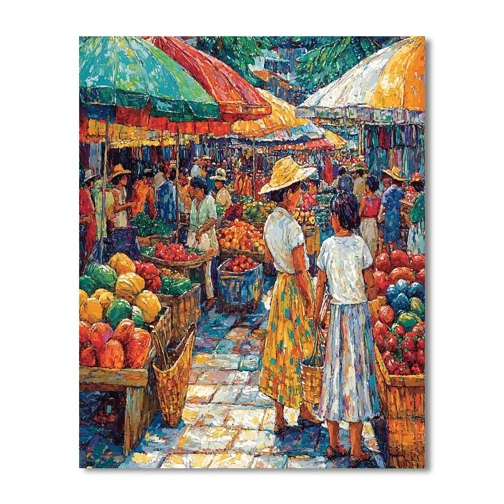 Diego Rivera Inspired Bright Bazaar Of Cultures  Number Painting