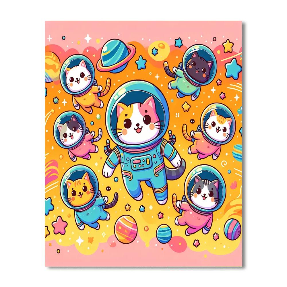 Funky Space Cats Paint By Numbers