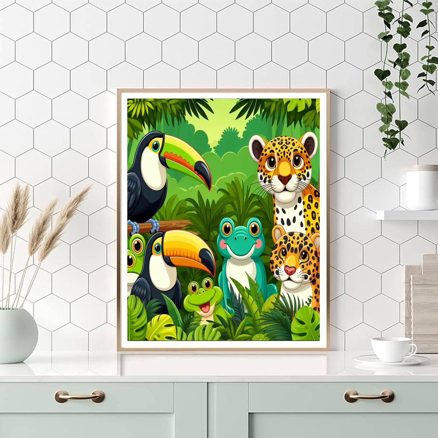 Rainforest Animal Reunion Paint By Numbers Art