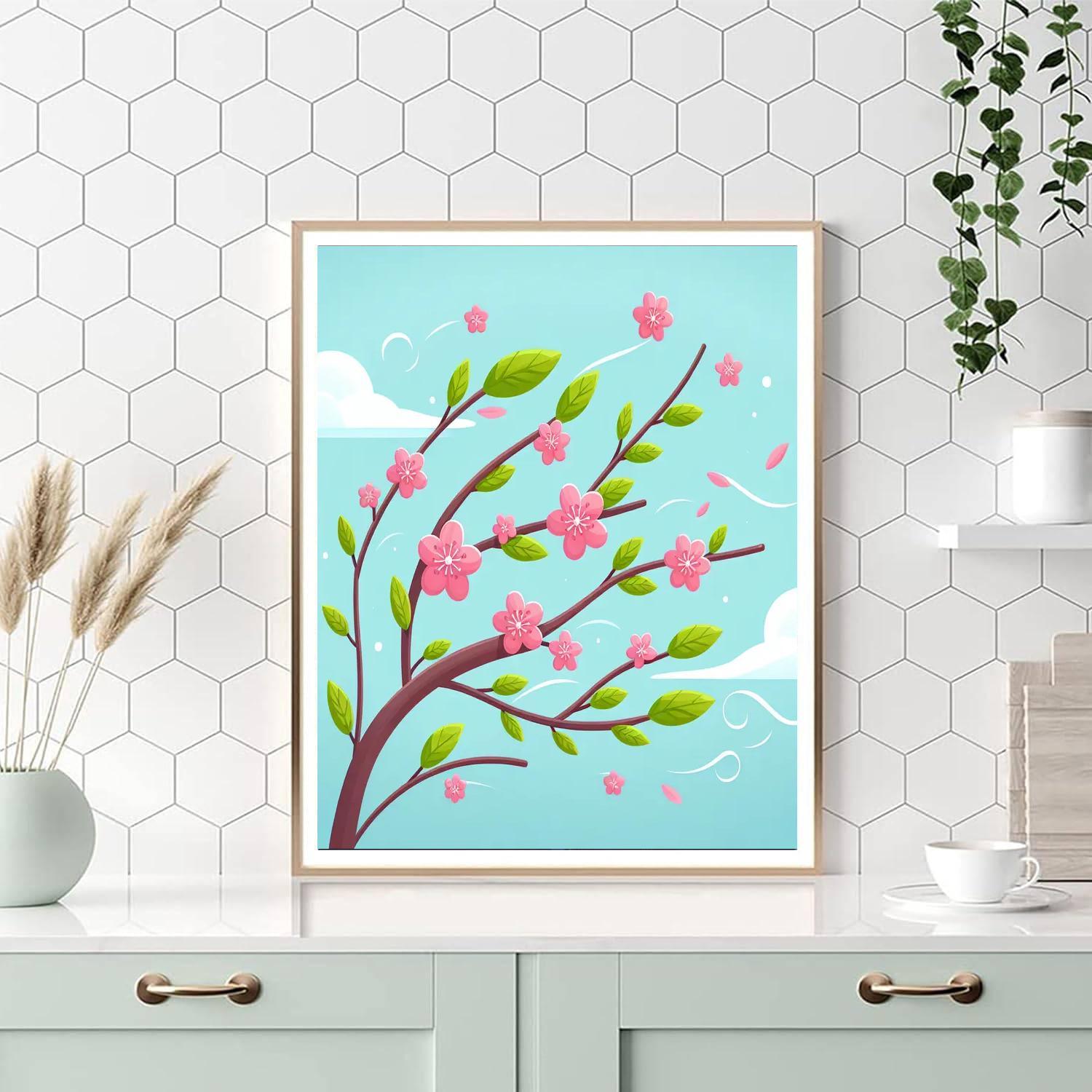 Cheery Cherry Blossoms Numbered Painting Kits